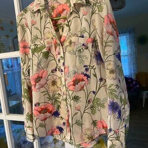 Express Floral Button-Up Blouse